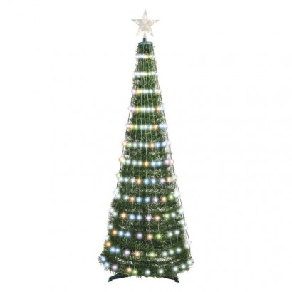 LED vánoční stromek se světelným řetězem a hvězdou, 1,5 m, vnitřní, ovladač, časovač, RGB, 1550044022