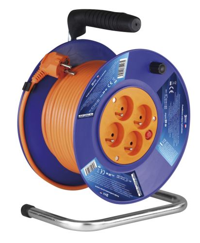 Prodlužovací kabel na bubnu 30 m / 4 zásuvky / červený / PVC / 230 V / 1 mm2 P19430
