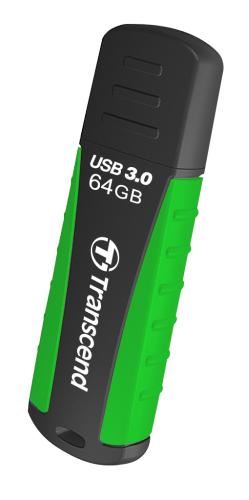Transcend 64GB JetFlash 810, USB 3.1 (Gen 1) flash disk, černo/zelený, odolá nárazu, tlaku