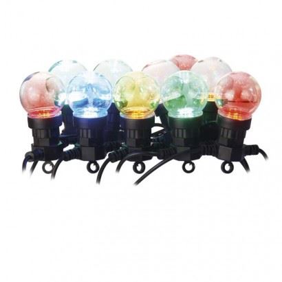 LED světelný řetěz – 10x párty žárovky, 5 m, venkovní i vnitřní, multicolor DCPM01