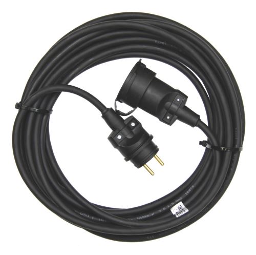 Venkovní prodlužovací kabel 25 m / 1 zásuvka / černý / guma / 230 V / 1,5 mm2 PM0504