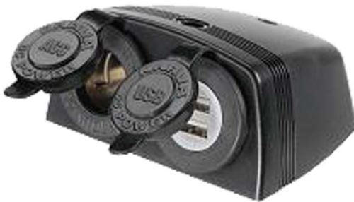 Dvojitá zásuvka s panelem 1x CL + 2x nabíječka USB voděodolná, 34526