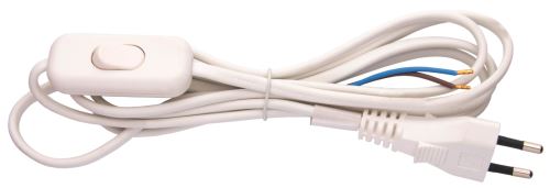 Flexo šňůra PVC 2× 0,75mm2 s vypínačem, 2m, bílá S08272