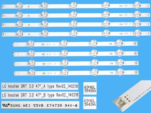 LED podsvit sada LG AGF78401001, AGF78400901AL2 celkem 8 pásků / DLED TOTAL ARRAY LC470DUE
