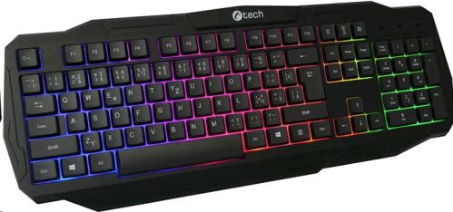 C-TECH herní klávesnice Arcus (GKB-15), casual gaming, CZ/SK, duhové podsvícení, USB