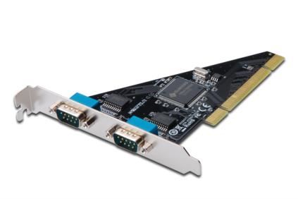 Digitus adaptér PCI 2x sériový port,  2 X DB9 M , Slot Bracket SUN1989 chipset