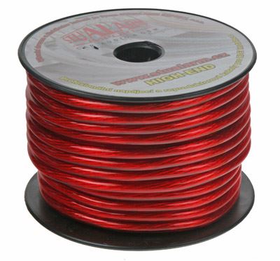 Kabel 10 mm, červeně transparentní 1m