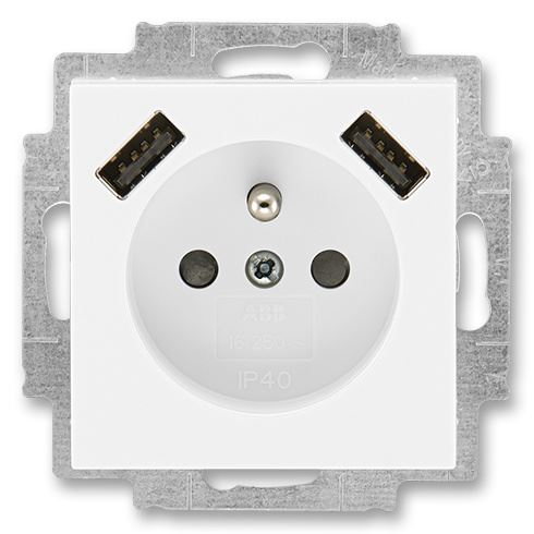 JBLV Z 5569H-A22357 03 ZÁSUVKA 1-NÁS. S CLONKAMI 2XUSB NABÍJENÍM LEVIT BÍLÁ/BÍLÁ