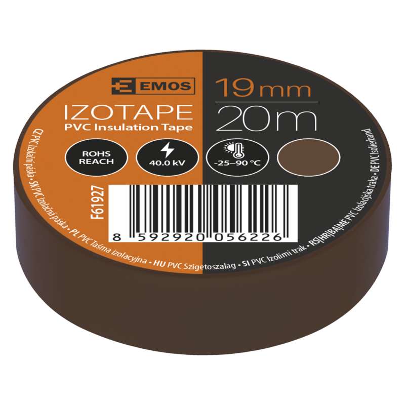 Izolační páska PVC 19mm / 20m hnědá, 2001192070