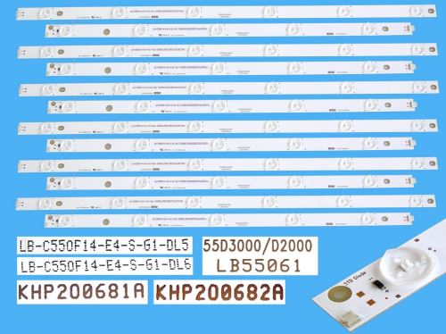LED podsvit sada Changhong LB55061 celkem 12 pásků / DLED Backlight 55D3000/D2000 / LB-C55