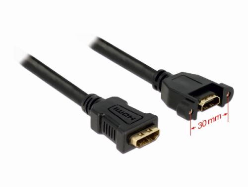 Delock kabel HDMI A samice > HDMI A samice přišroubovatelná 25 cm