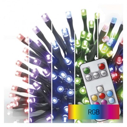 LED vánoční řetěz, 10 m, venkovní i vnitřní, RGB, ovladač, programy, časovač, 1550044019