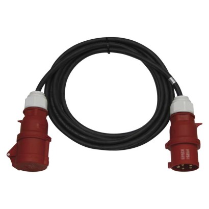 3 fázový venkovní prodlužovací kabel 10 m / 1 zásuvka / černý / guma / 400 V / 4 mm2, 1914081102