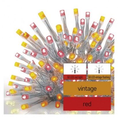 Standard LED spojovací řetěz pulzující – rampouchy, 2,5 m, venkovní, červená/vintage D1CD01