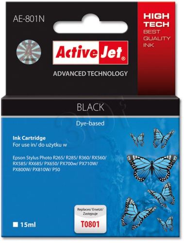 ActiveJet inkoust Epson T0801 R265/R360/RX560 Black, 15 ml     AE-801