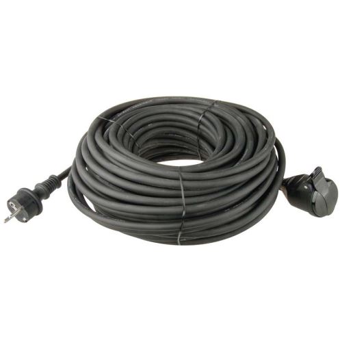 Venkovní prodlužovací kabel 20 m / 1 zásuvka / černý / guma-neopren / 230 V / 1,5 mm2 P01720
