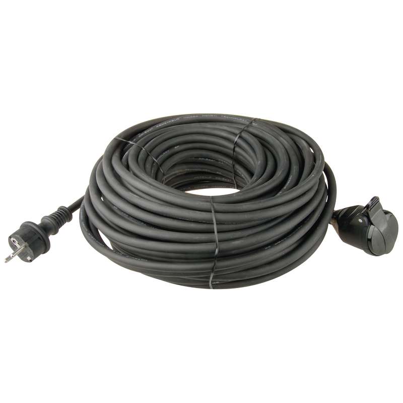Venkovní prodlužovací kabel 20 m / 1 zásuvka / černý / guma-neopren / 230 V / 1,5 mm2, 1901212000