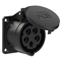 SM PCE-315-6X ZÁSUVKA VEST. 5-PÓL. 16A/400V 6H IP44 PŘÍRUBA 70X70, PŘÍMÁ, ČERNÁ MIDNIGHT