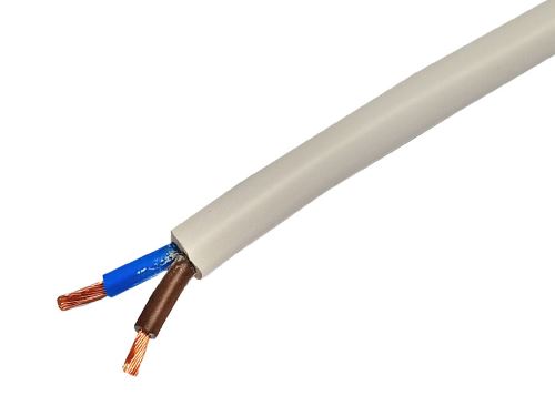 Kabel síťový 2 x 1,5mm 2, vodič lanko H05VV-F, izolace PVC, bílý, metráž