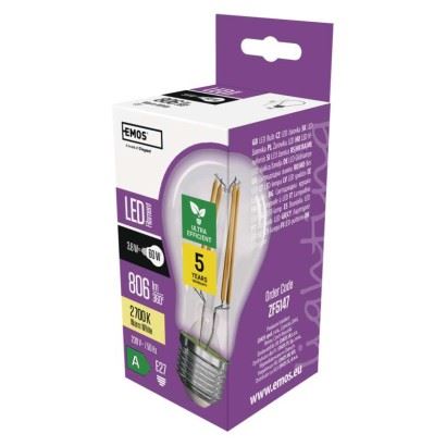 LED žárovka Filament A60 / E27 / 3,8 W (60 W) / 806 lm / teplá bílá, ZF5147