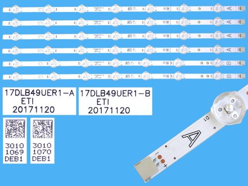 LED podsvit 460mm sada Vestel 17DLB49UER1 celkem 6 pásků / D-LED backlight 30101069 + 3010