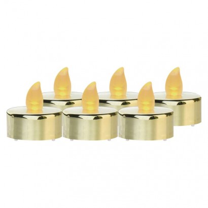 LED dekorace – čajová svíčka zlatá, CR2032, vnitřní, vintage, 6 ks, 1550001012