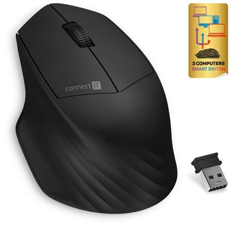 CONNECT IT Triple SmartSwitch bezdrátová myš, 2.4 GHz & Bluetooth 5.0, ČERNÁ