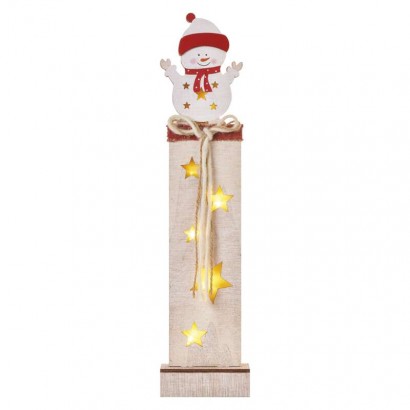 LED dekorace dřevěná – sněhulák, 46 cm, 2x AA, vnitřní, teplá bílá, časovač, 1550000063