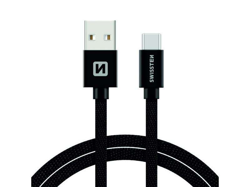 SWISSTEN DATA CABLE USB / USB-C TEXTILE 1,2M BLACK