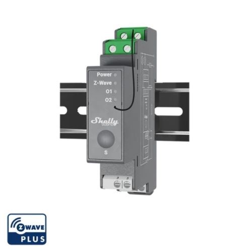 SHELLY WAVE PRO 2 SPÍNACÍ MODUL NA DIN LIŠTU 2KANÁLOVÝ Z-WAVE