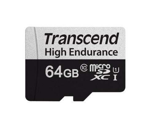 Transcend 64GB microSDXC 350V UHS-I U1 (Class 10) High Endurance paměťová karta, 95MB/s R,