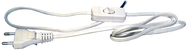 Flexo šňůra PVC 2× 0,75mm2 s vypínačem, 3m, bílá, 2402730132