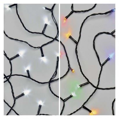 LED vánoční řetěz 2v1, 10 m, venkovní i vnitřní, studená bílá/multicolor, programy D4AJ01