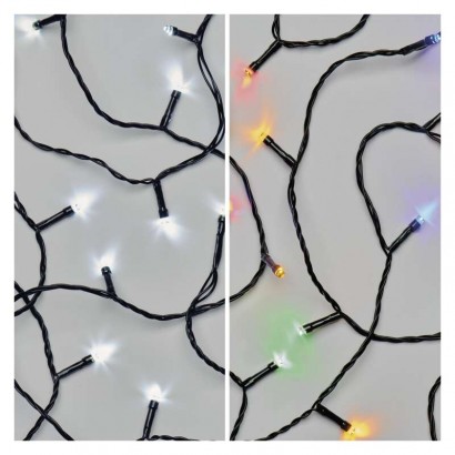 LED vánoční řetěz 2v1, 10 m, venkovní i vnitřní, studená bílá/multicolor, programy, 1550043002