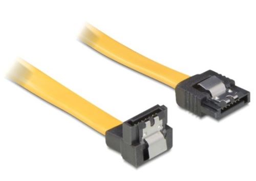 Delock Kabel HDD SATA 50 cm přímý/dolů, žlutý, kovová západka