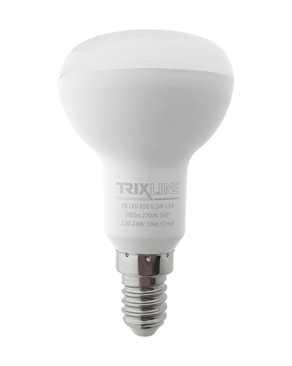 LED žárovka TR 6,5W E14 R50 2700K 520lm Alu Trixline