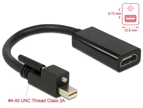 Delock Adaptér mini Displayport 1.2 samec se šroubky > HDMI samice 4K aktivní černý