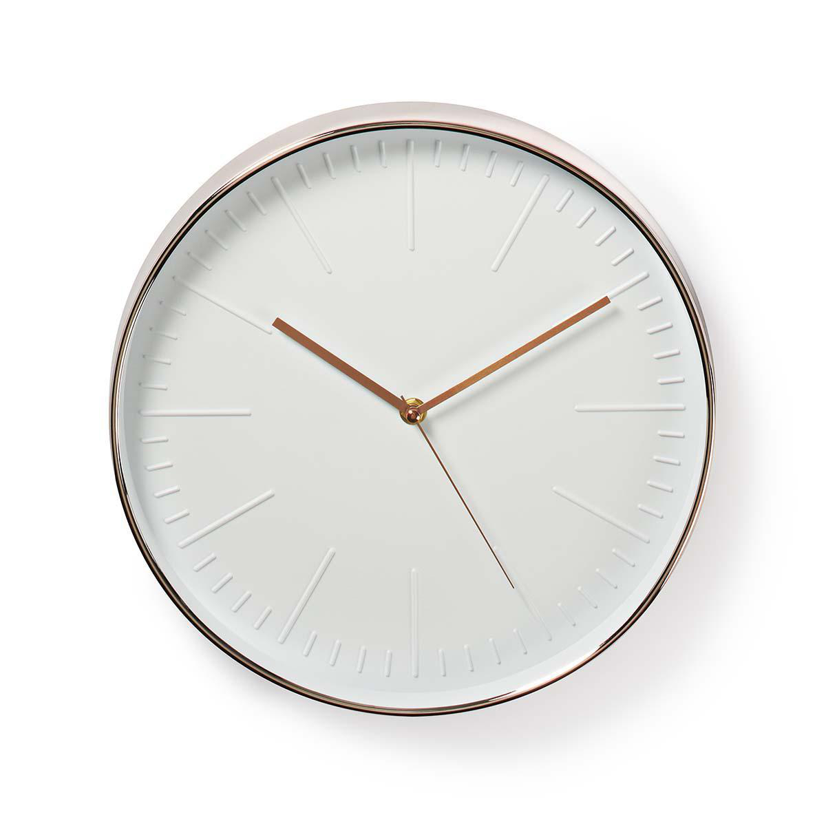 Nástěnné hodiny Průměr: 300 mm Plast Bílá / Růžové Zlato Nedis CLWA013PC30RE
