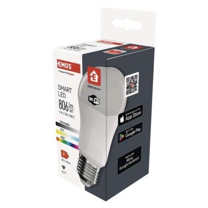 Chytrá LED žárovka GoSmart A60 / E27 / 9 W (60 W) / 806 lm / RGB / stmívatelná / WiFi, ZQW