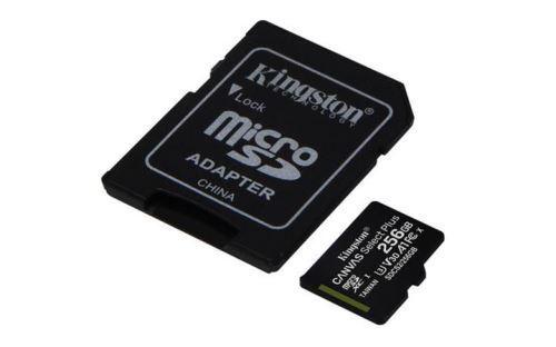 KINGSTON 256GB microSDXC CANVAS Plus Memory Card 100MB/85MBs- UHS-I class 10 Gen 3