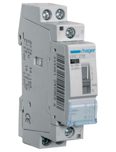HAGER ERC218 RELÉ INSTALAČNÍ 1S+1R 16A 230V (NÁHRADA ZA ER120) (ER120)