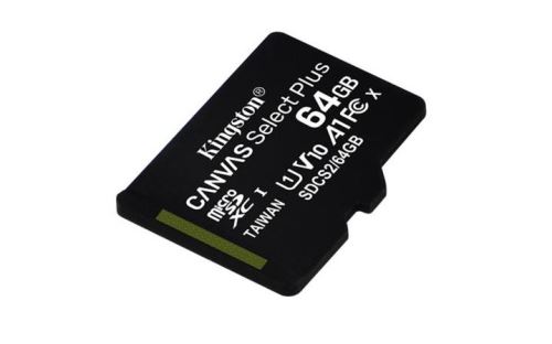 KINGSTON 64GB microSDHC CANVAS Plus Memory Card 100MB read - UHS-I class 10 Gen 3  - bez a