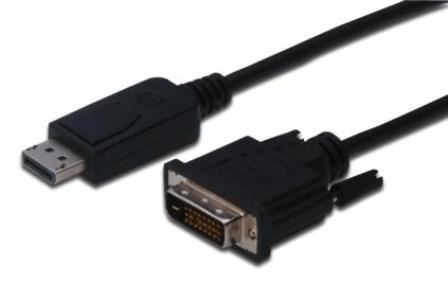 Digitus Adaptérový kabel DisplayPort, DP - DVI (24 + 1) M / M, 1,0 m, s blokováním, kompat