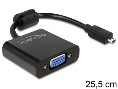 Delock Adaptér HDMI-micro D samec > VGA samice černá