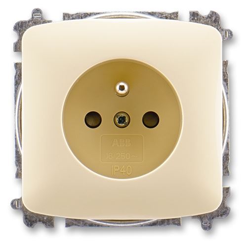 ABB TANGO 6619A-A06357 C ZÁSUVKA JEDNONÁSOBNÁ S OCHRANNÝM KOLÍKEM S CLONKAMI SLONOVÁ KOST