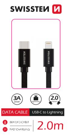 SWISSTEN DATOVÝ KABEL TEXTILE USB-C / LIGHTNING 2,