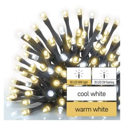 Standard LED spojovací vánoční řetěz blikající, 10 m, venkovní, teplá/studená bílá D1AN02