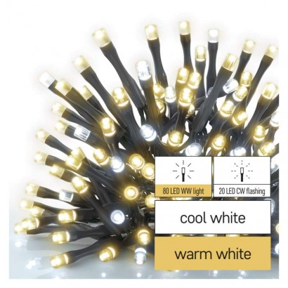 Standard LED spojovací vánoční řetěz blikající, 10 m, venkovní, teplá/studená bílá, 1550013002