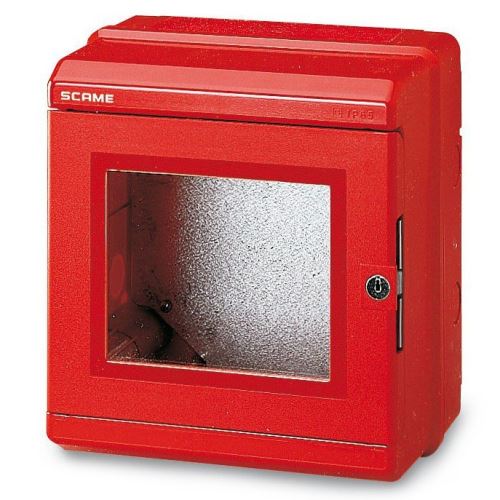 SCAME ROZVADĚČ NA OMÍTKU V ČERVENÉM PROVEDENÍ S LIŠTOU DIN 205X220X140MM IP65 676.35201