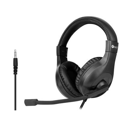 C-TECH sluchátka s mikrofonem MHS-05, 4 pin 3,5mm jack, ovládání na kabelu, náhlavní, redu